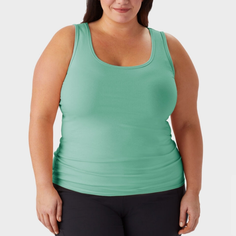 2X Duluth Trading Cotton Spandex Tank Top In Blue Sage Green